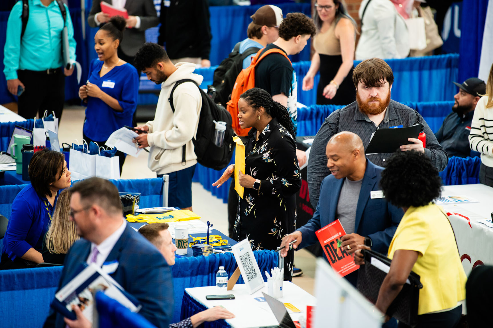 Students and community members speak to employers at the 2024 Collin College Countywide Career Fair