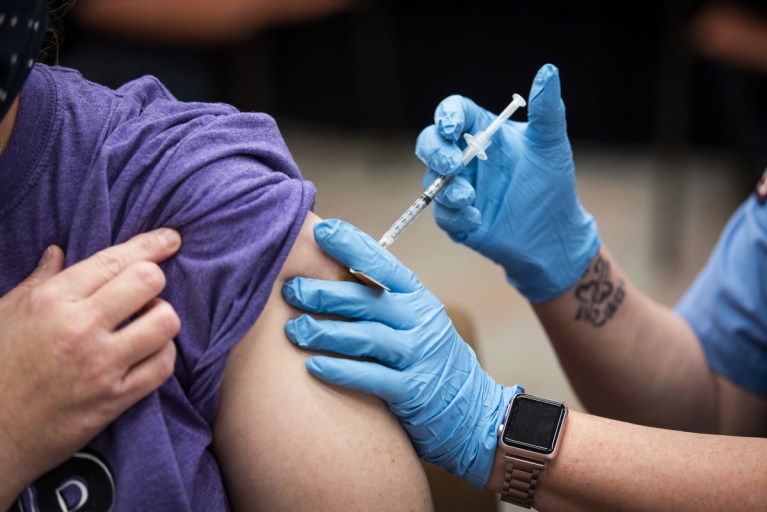Student receiving an injection