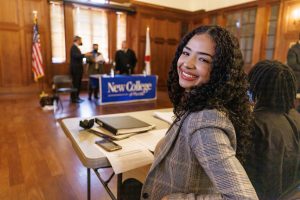 皇冠体育平台 students participate in Mock Trial in a beautiful classroom.